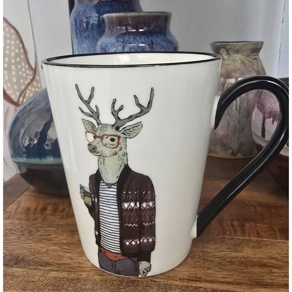 Hipster DEER Ceramic Coffee 16 oz Mug Cup Christmas Holidays Winter